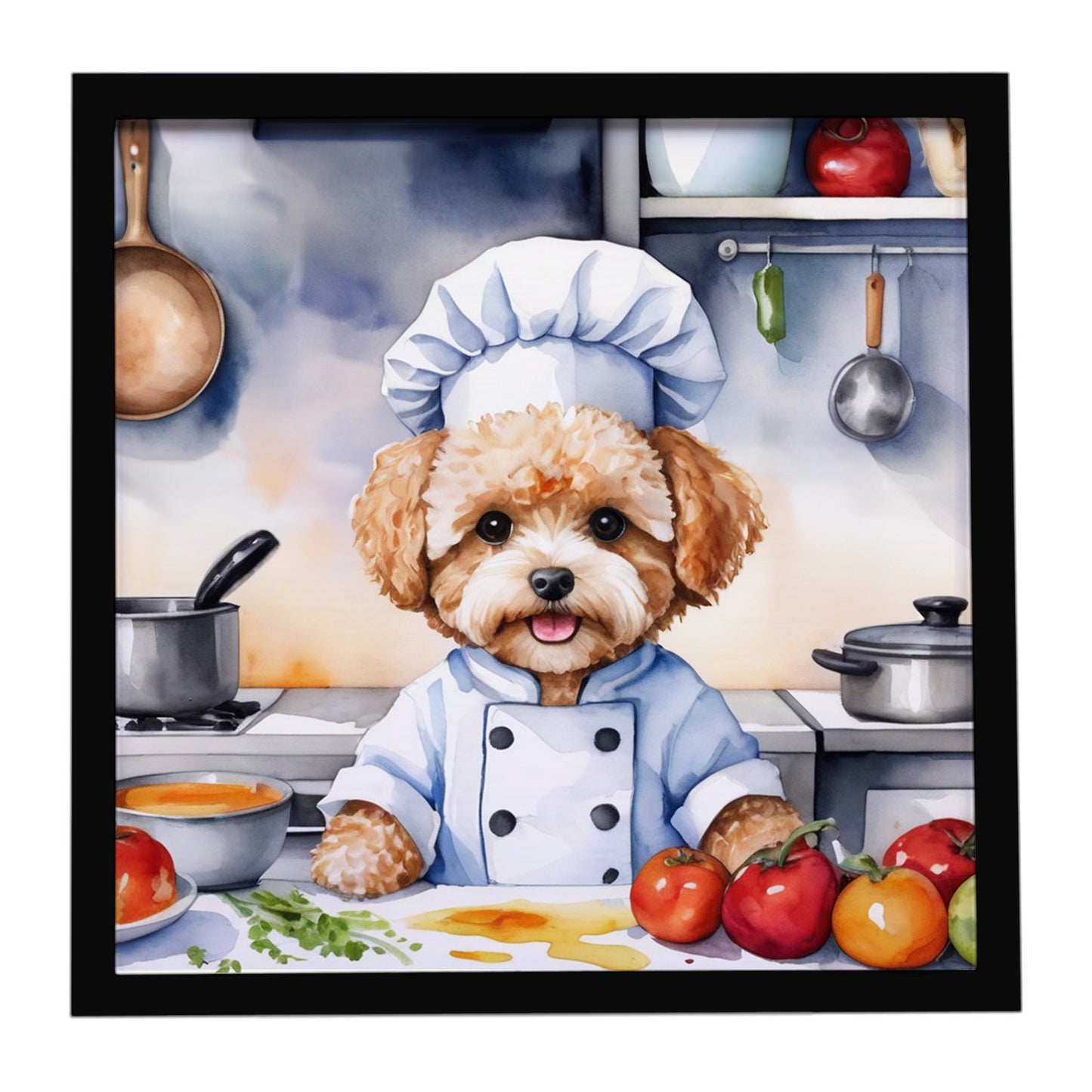 Buy this Maltipoo The Chef Framed Metal Print
