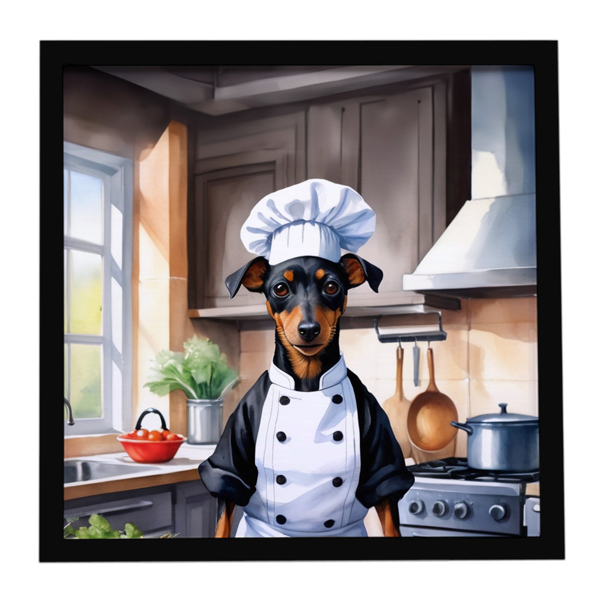 Buy this Manchester Terrier The Chef Framed Metal Print
