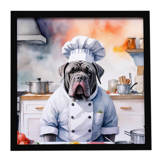 Buy this Neapolitan Mastiff The Chef Framed Metal Print