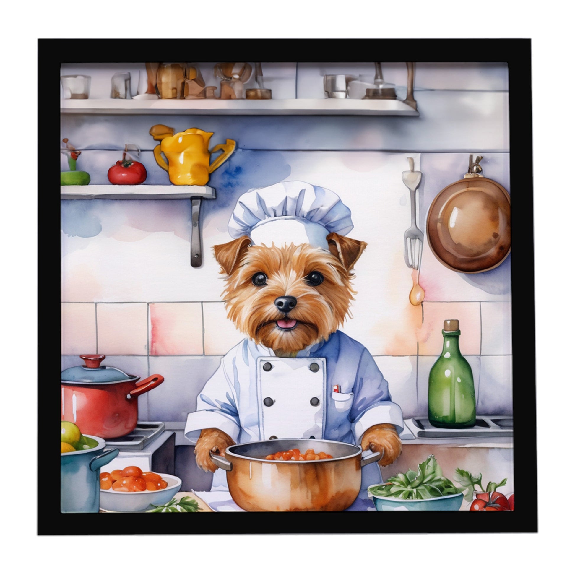 Buy this Norfolk Terrier The Chef Framed Metal Print