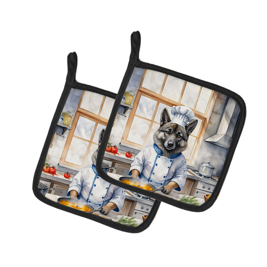 Buy this Norwegian Elkhound The Chef Pair of Pot Holders