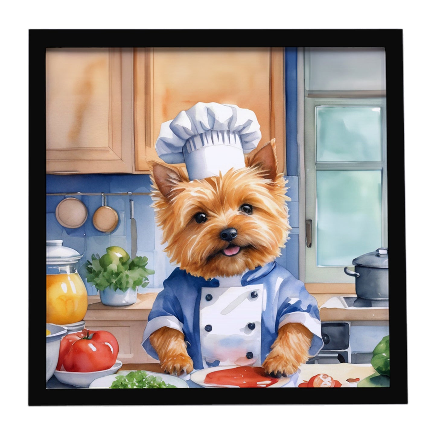 Buy this Norwich Terrier The Chef Framed Metal Print