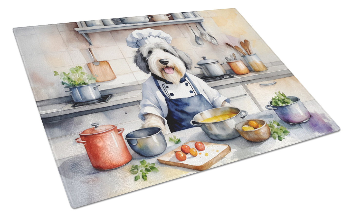 Buy this Old English Sheepdog The Chef Glass Cutting Board