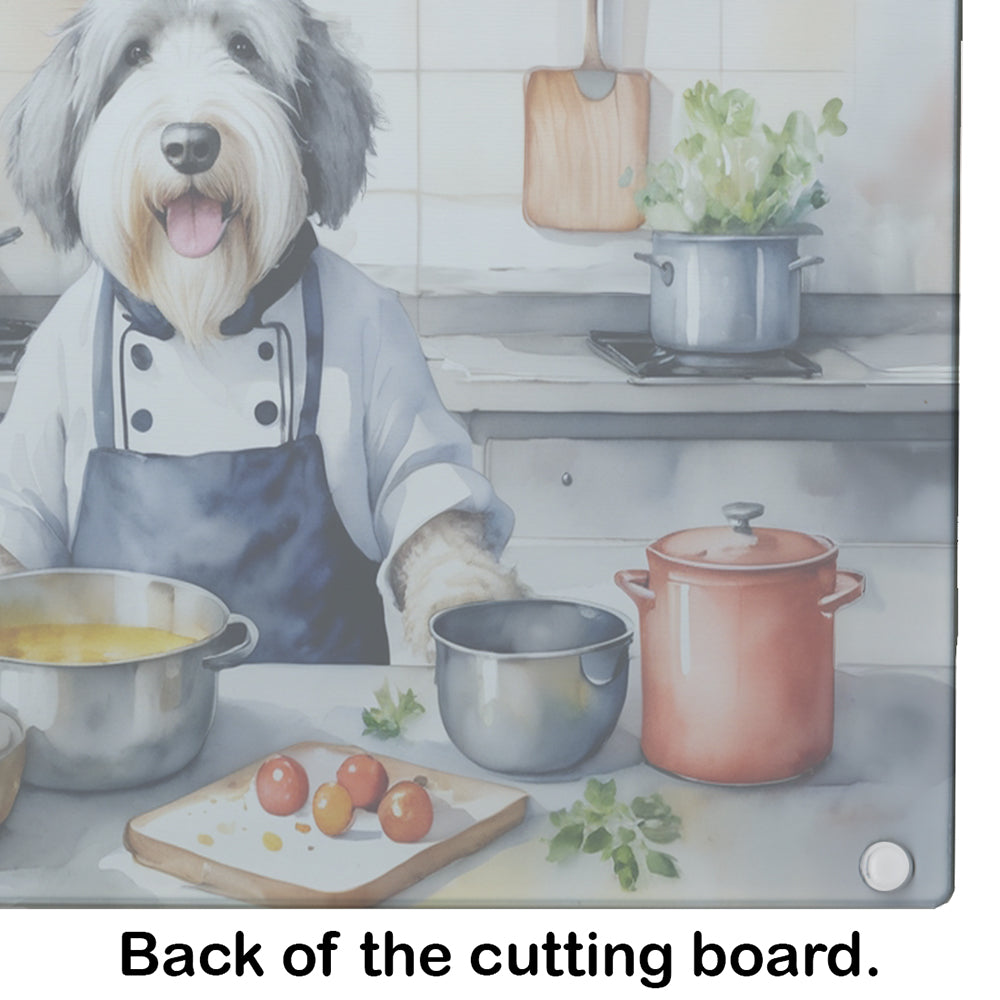 Old English Sheepdog The Chef Glass Cutting Board