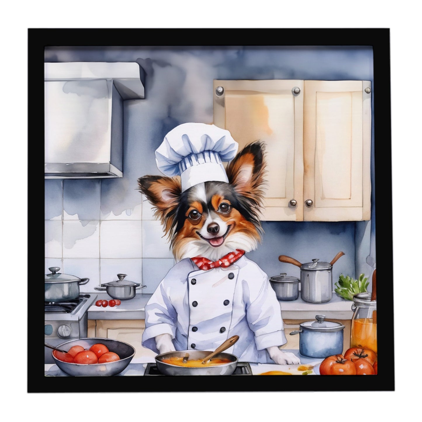 Buy this Papillon The Chef Framed Metal Print