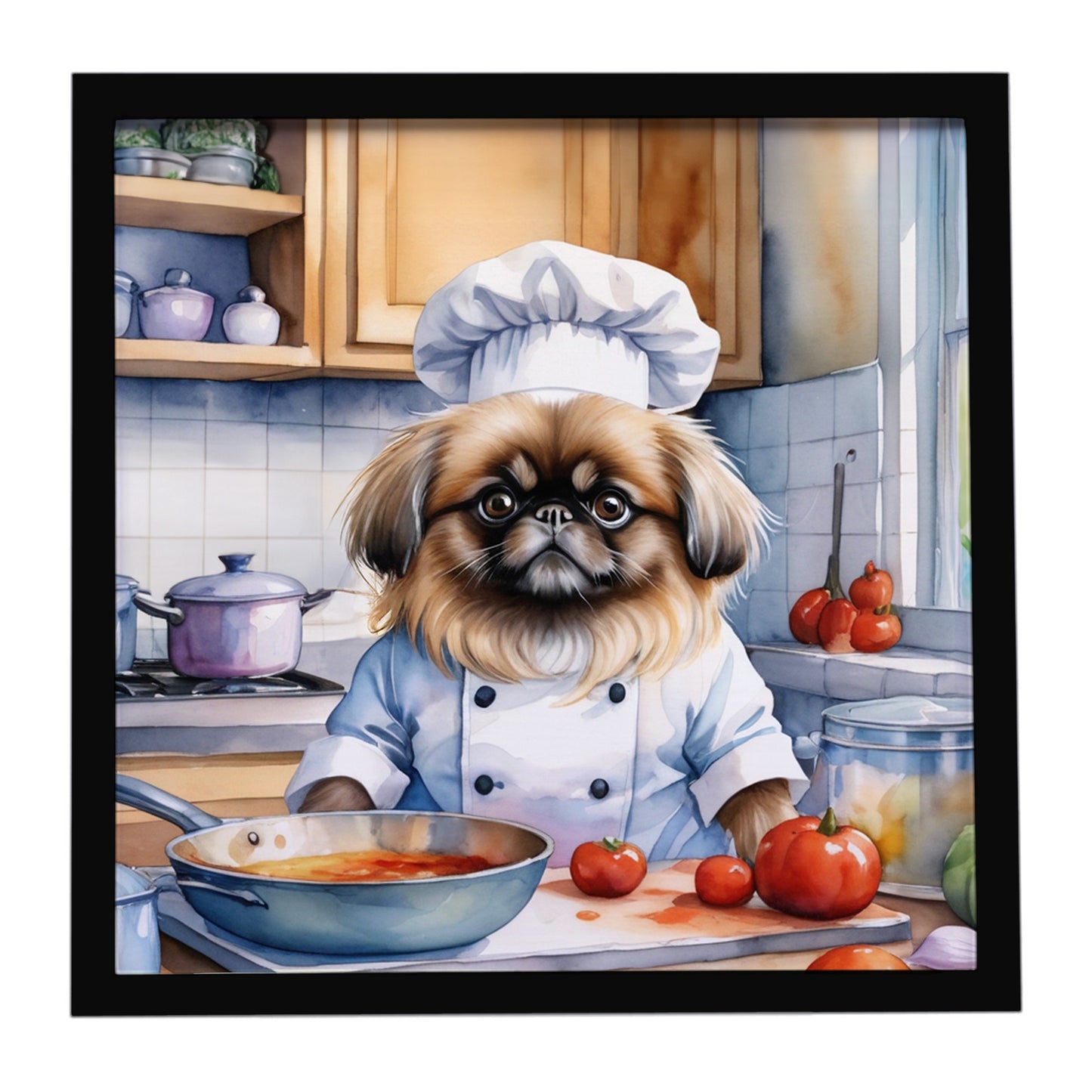 Buy this Pekingese The Chef Framed Metal Print