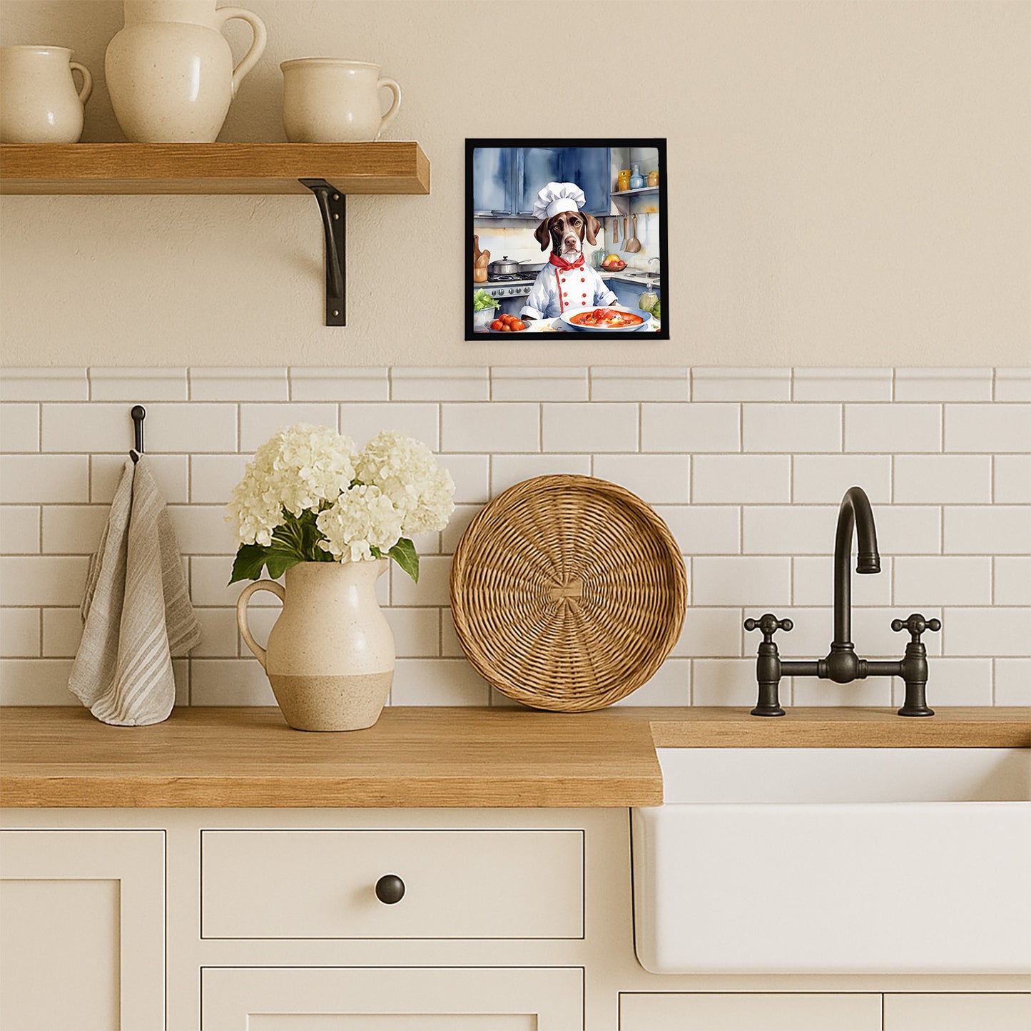 Pointer The Chef Framed Metal Print