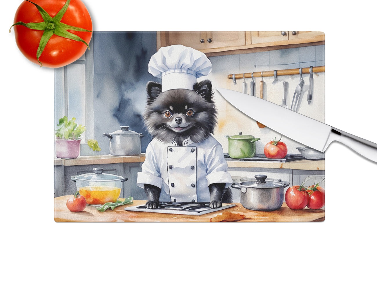 Pomeranian The Chef Glass Cutting Board