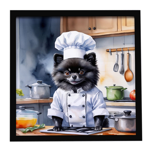 Buy this Pomeranian The Chef Framed Metal Print
