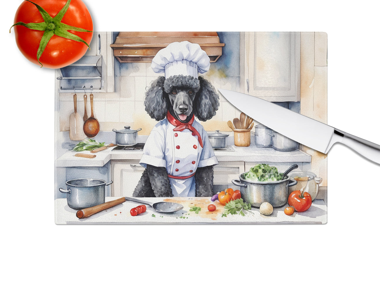 Black Poodle The Chef Glass Cutting Board