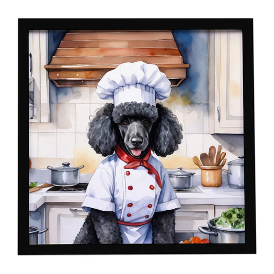 Buy this Black Poodle The Chef Framed Metal Print