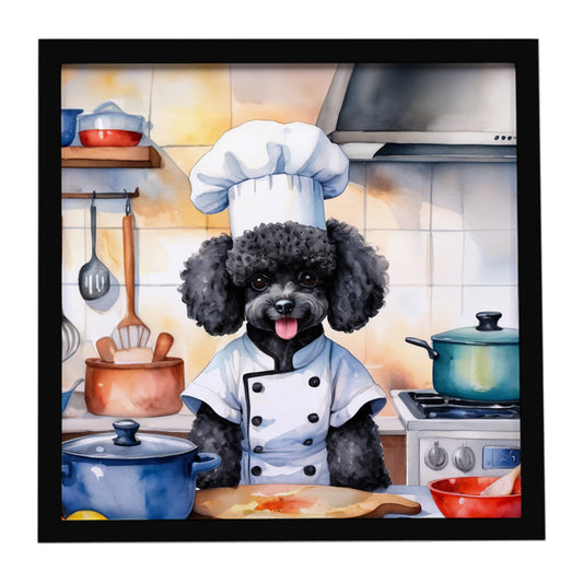 Buy this Black Poodle The Chef Framed Metal Print