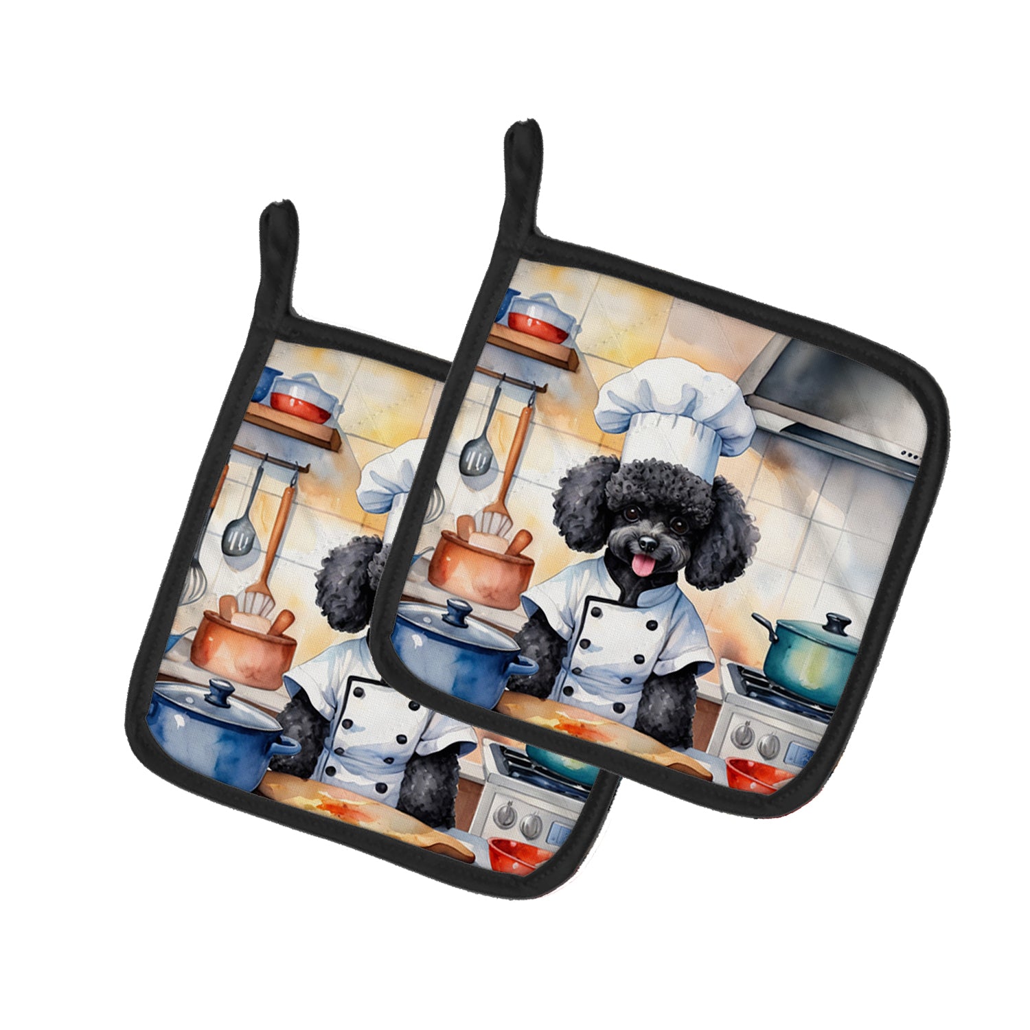 Buy this Black Poodle The Chef Pair of Pot Holders