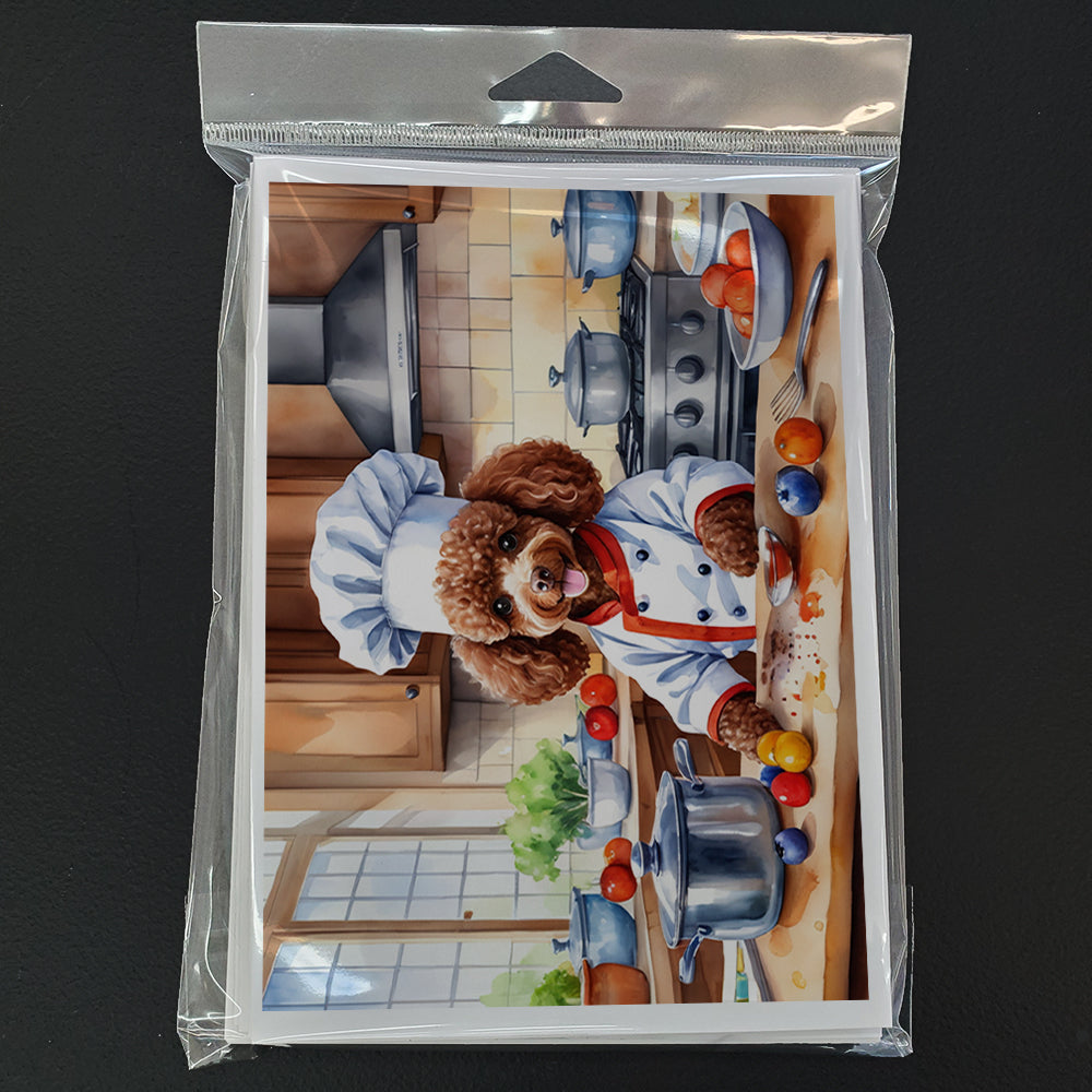 Chocolate Poodle The Chef Greeting Cards Pack of 8