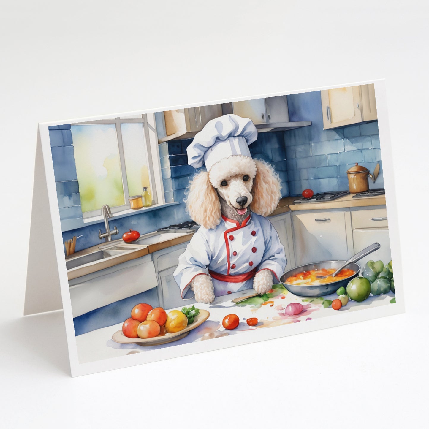 Buy this White Poodle The Chef Greeting Cards Pack of 8