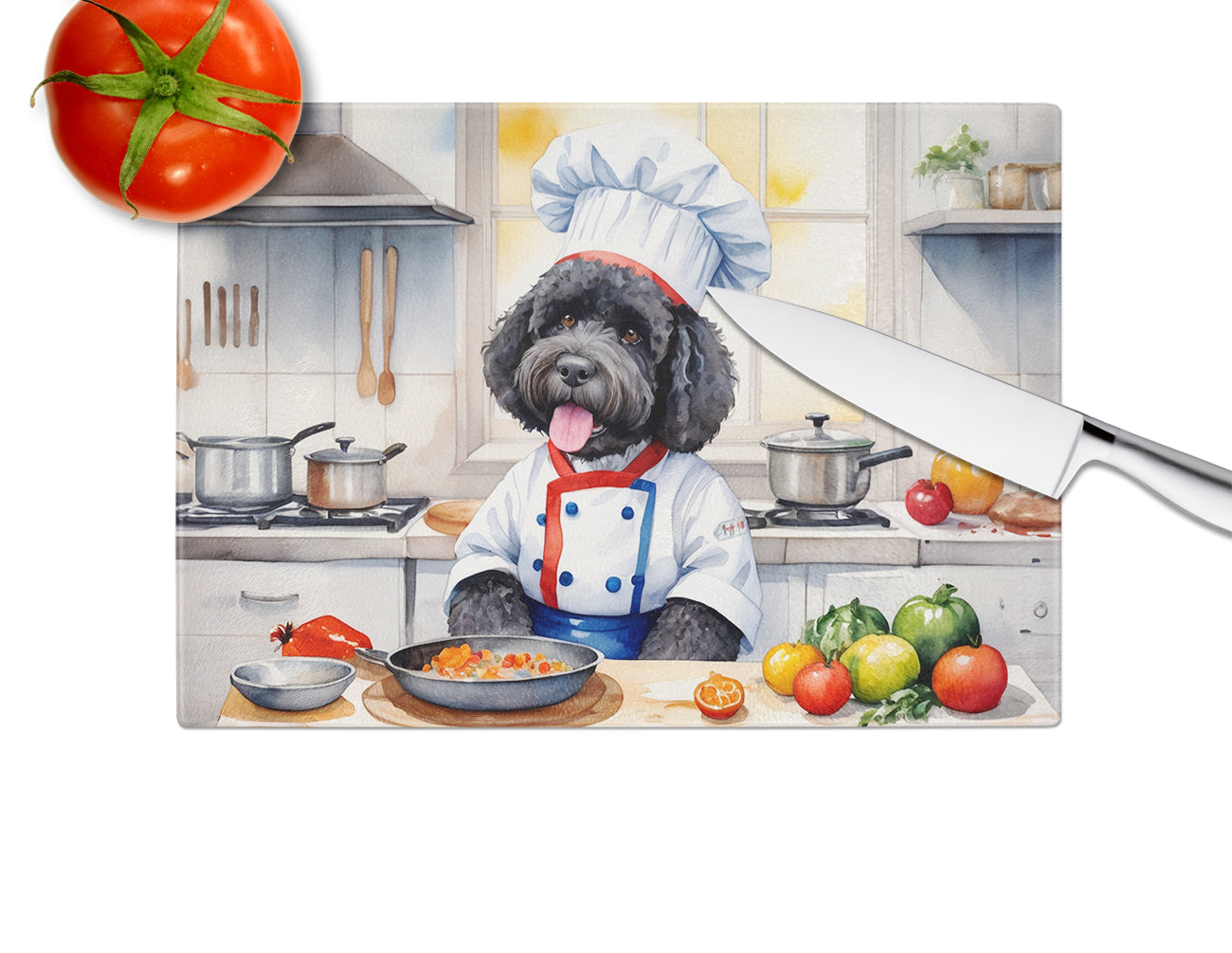 Portuguese Water Dog The Chef Glass Cutting Board