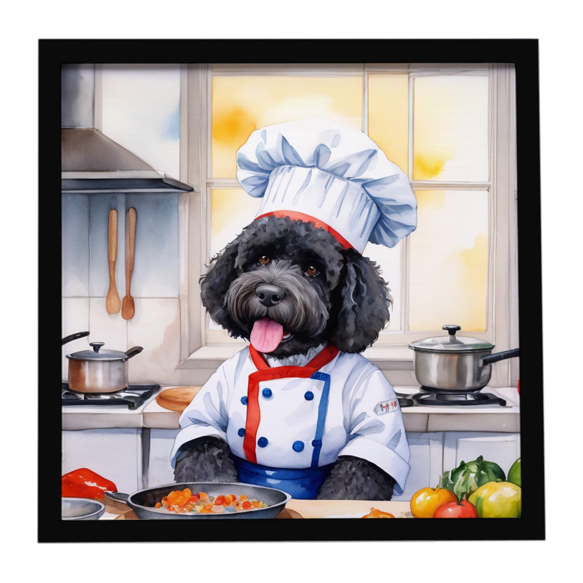 Buy this Portuguese Water Dog The Chef Framed Metal Print