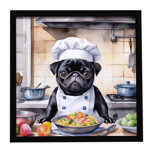 Buy this Pug The Chef Framed Metal Print