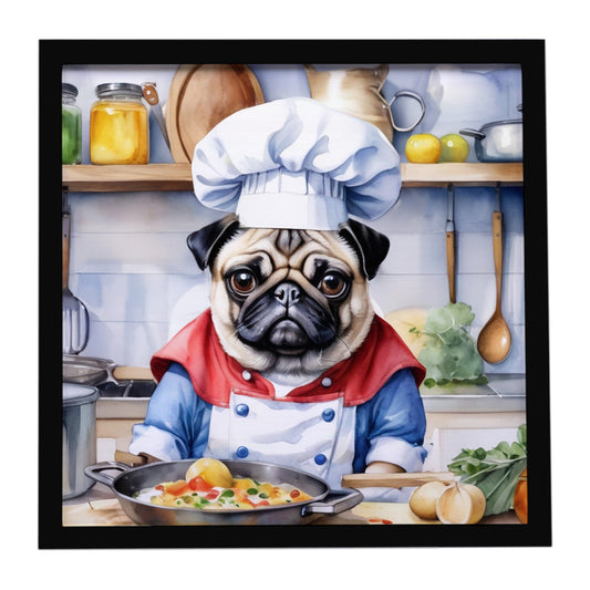 Buy this Pug The Chef Framed Metal Print