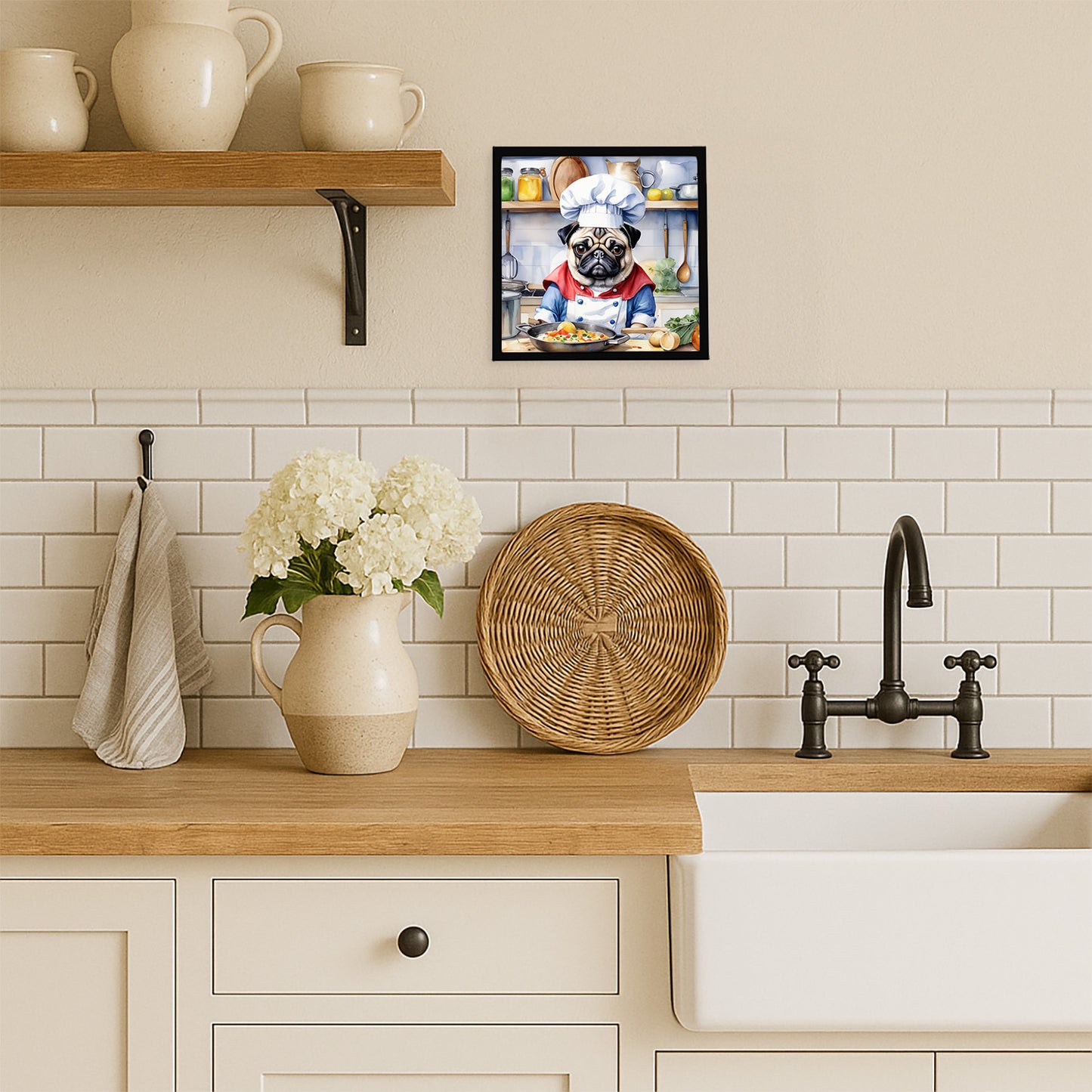 Pug The Chef Framed Metal Print