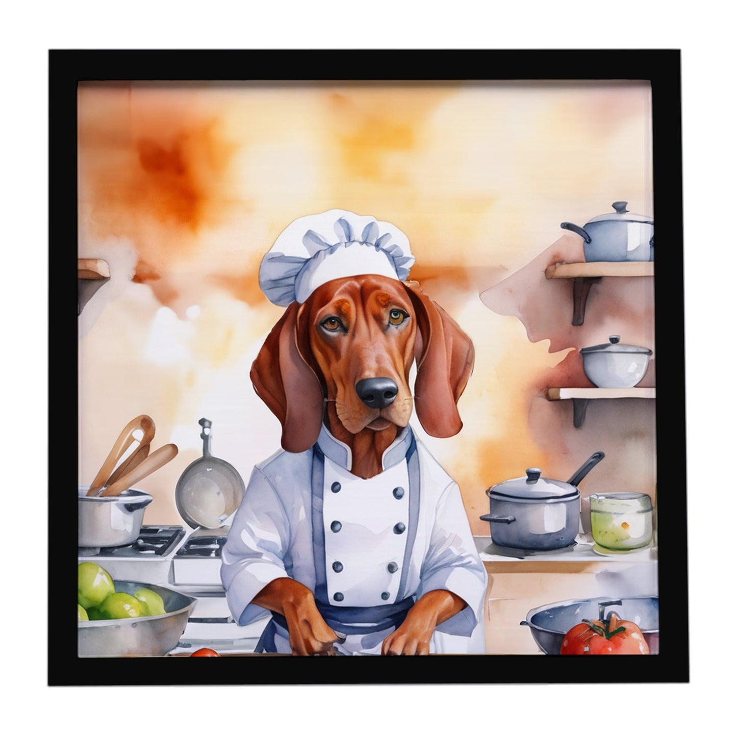 Buy this Redbone Coonhound The Chef Framed Metal Print