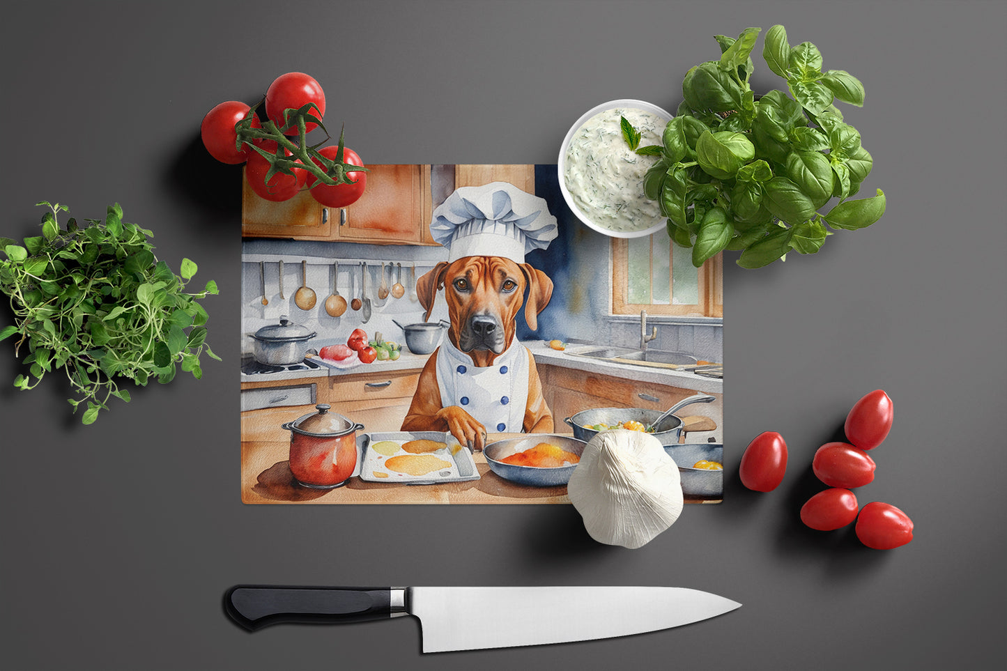 Rhodesian Ridgeback The Chef Glass Cutting Board