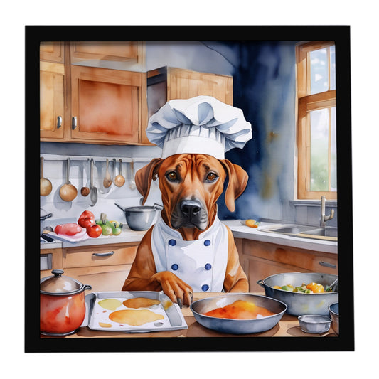 Buy this Rhodesian Ridgeback The Chef Framed Metal Print