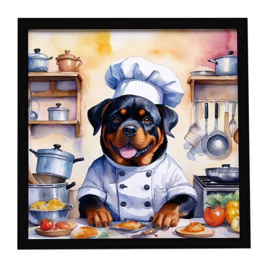 Buy this Rottweiler The Chef Framed Metal Print