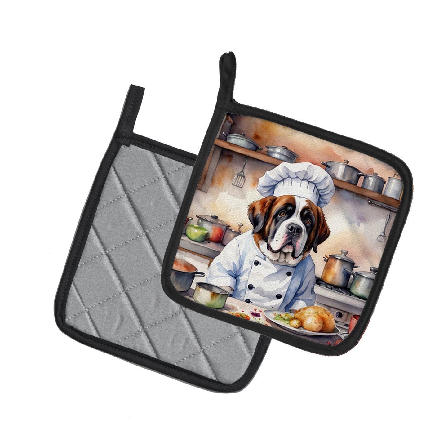 Saint Bernard The Chef Pair of Pot Holders