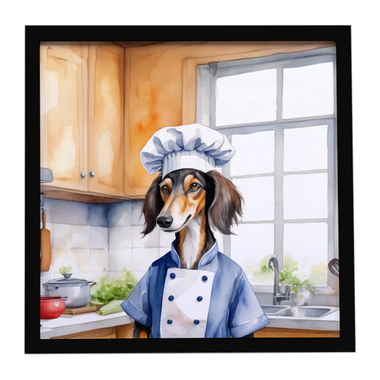 Buy this Saluki The Chef Framed Metal Print