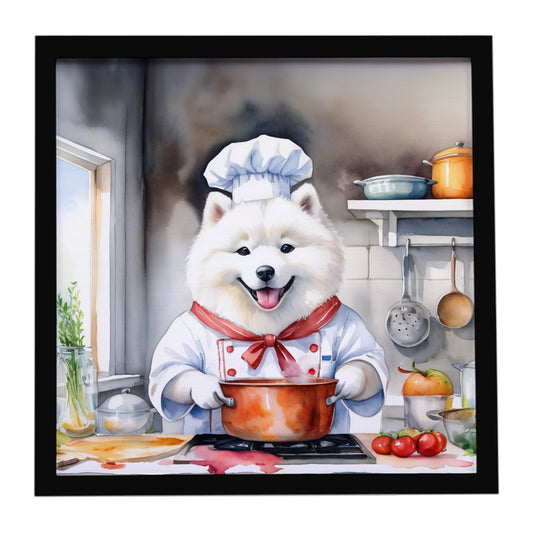 Buy this Samoyed The Chef Framed Metal Print