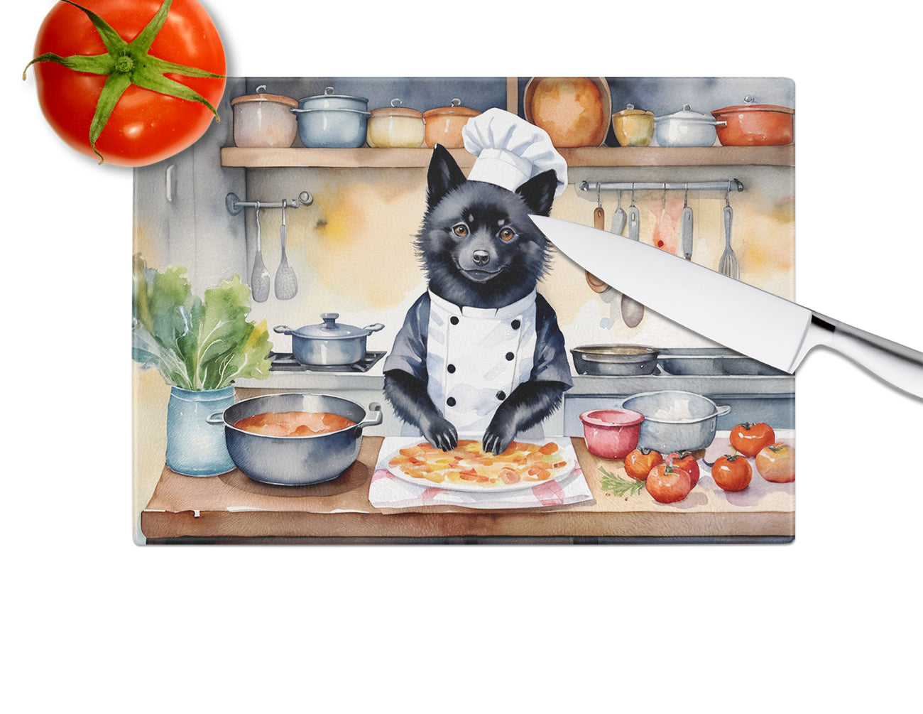 Schipperke The Chef Glass Cutting Board