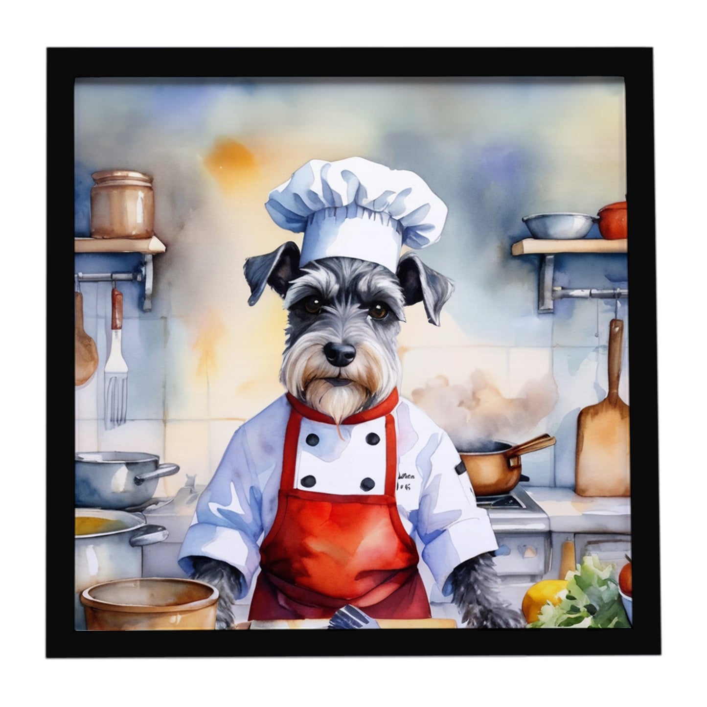 Buy this Schnauzer The Chef Framed Metal Print