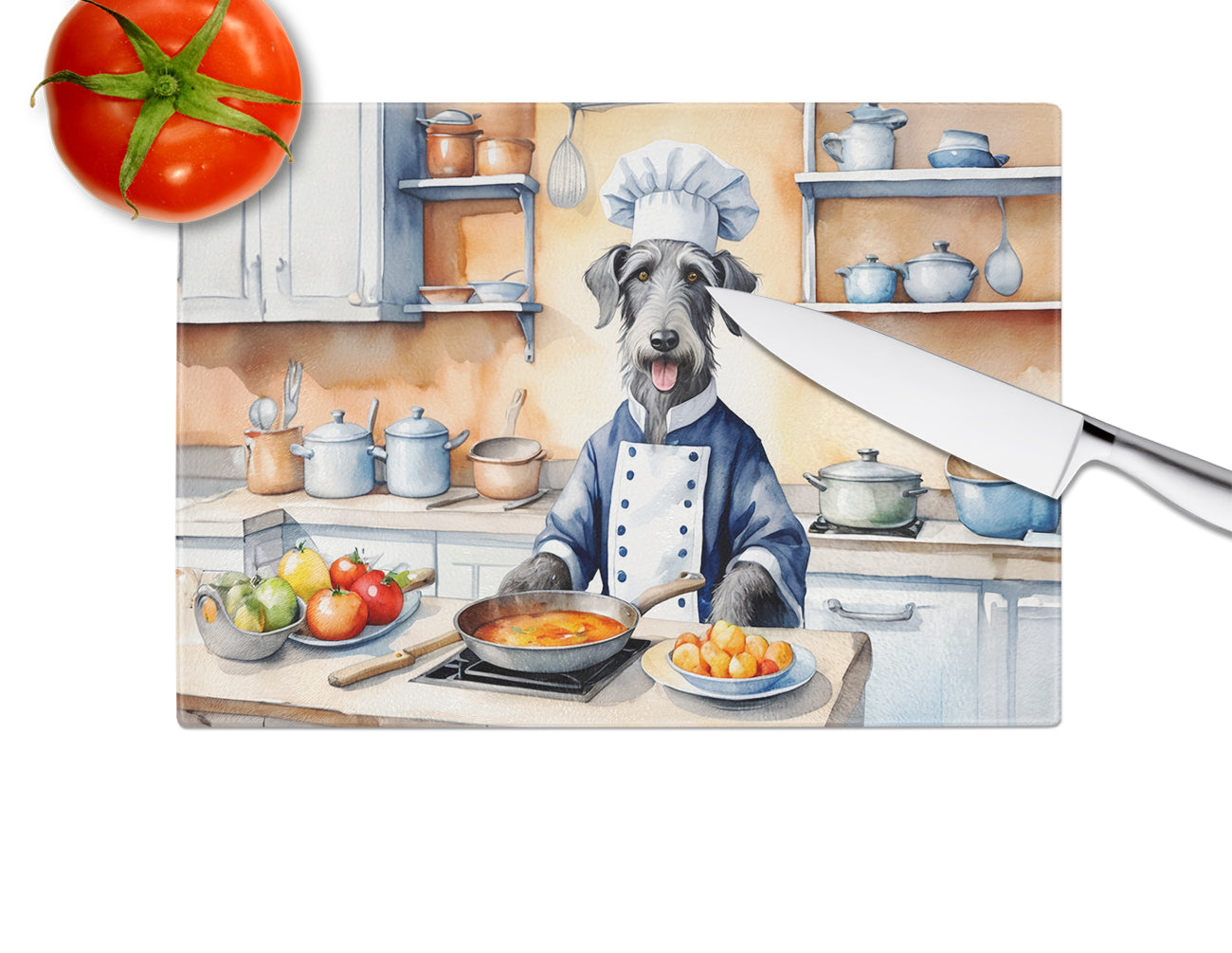 Scottish Deerhound The Chef Glass Cutting Board