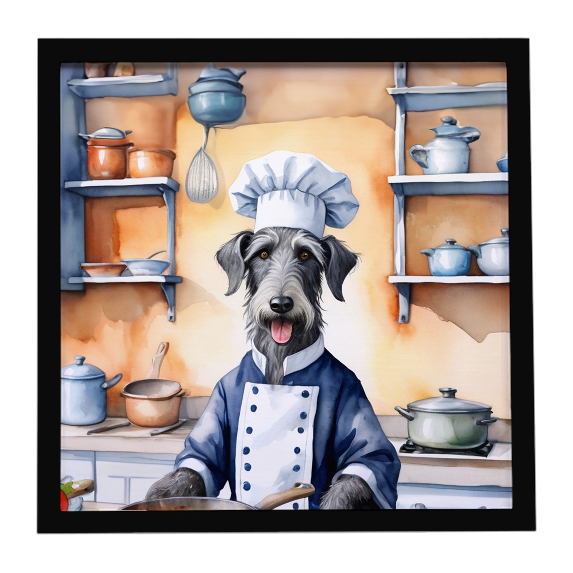 Buy this Scottish Deerhound The Chef Framed Metal Print