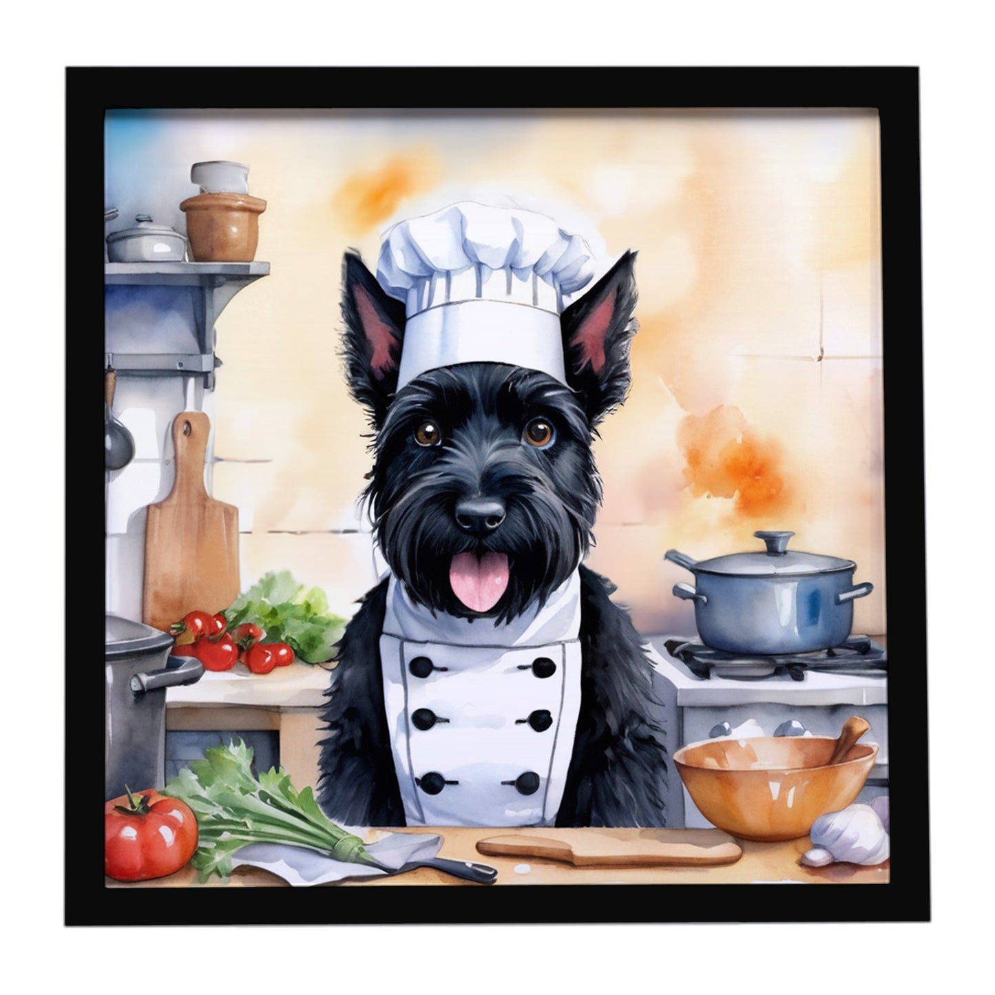 Buy this Scottish Terrier The Chef Framed Metal Print