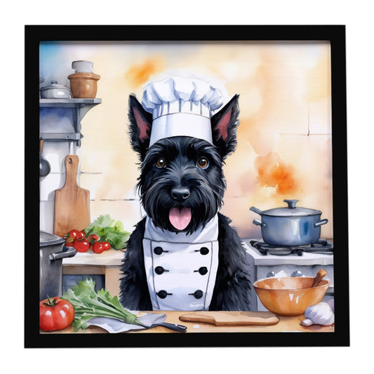 Buy this Scottish Terrier The Chef Framed Metal Print