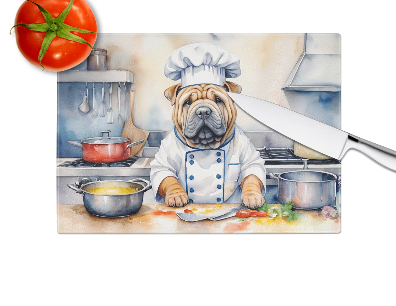 Shar Pei The Chef Glass Cutting Board