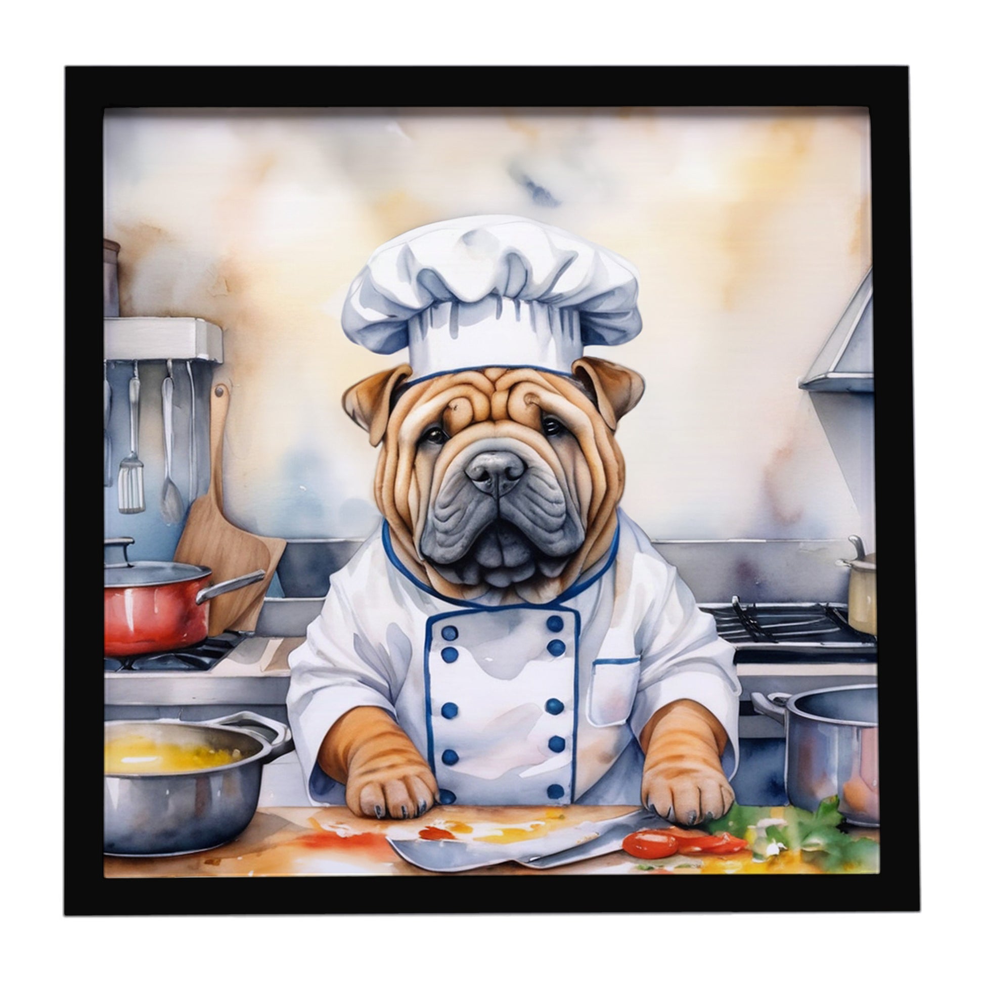 Buy this Shar Pei The Chef Framed Metal Print