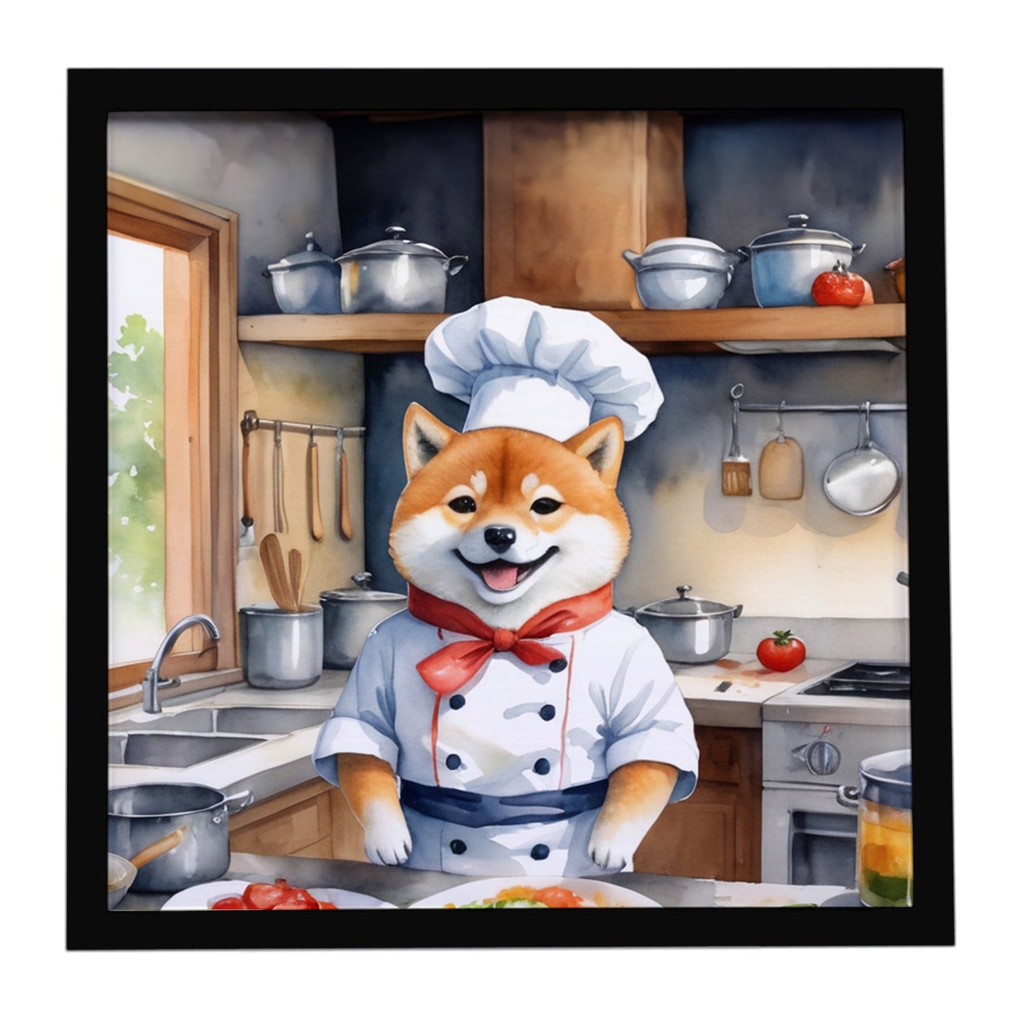 Buy this Shiba Inu The Chef Framed Metal Print