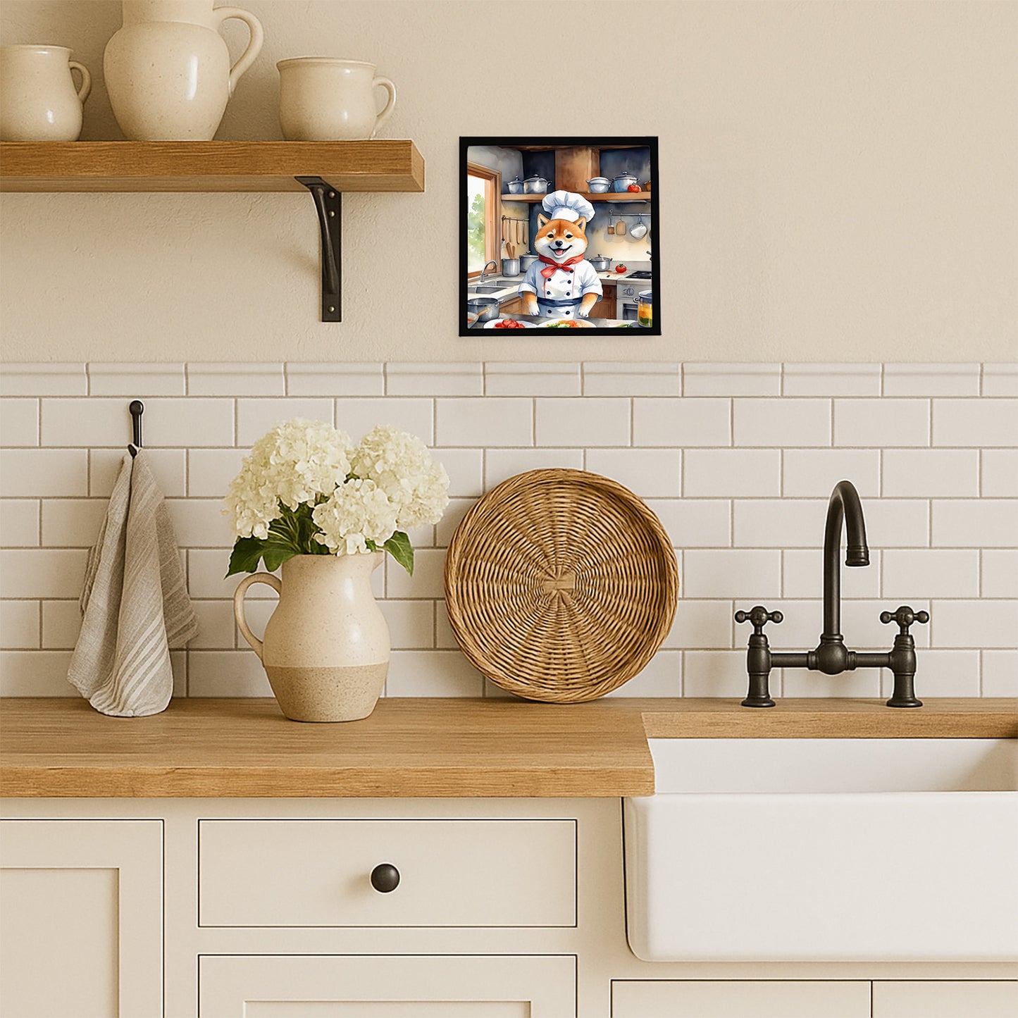 Shiba Inu The Chef Framed Metal Print