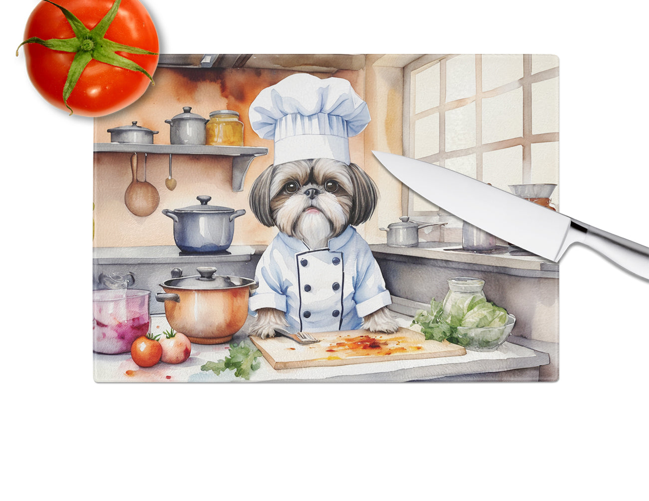 Shih Tzu The Chef Glass Cutting Board