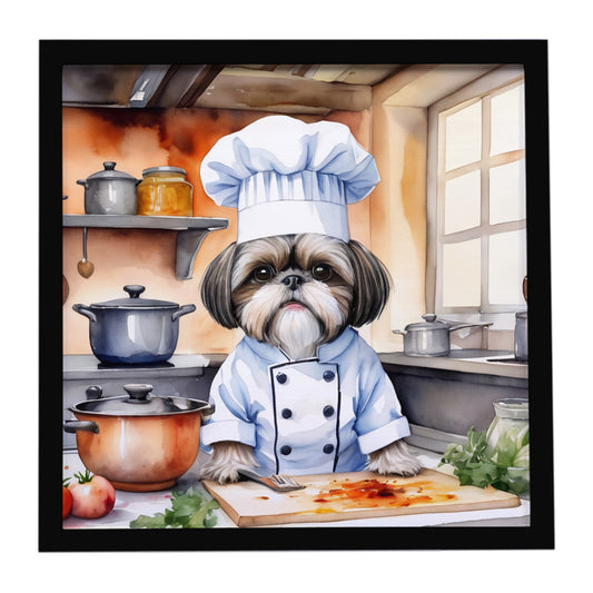Buy this Shih Tzu The Chef Framed Metal Print