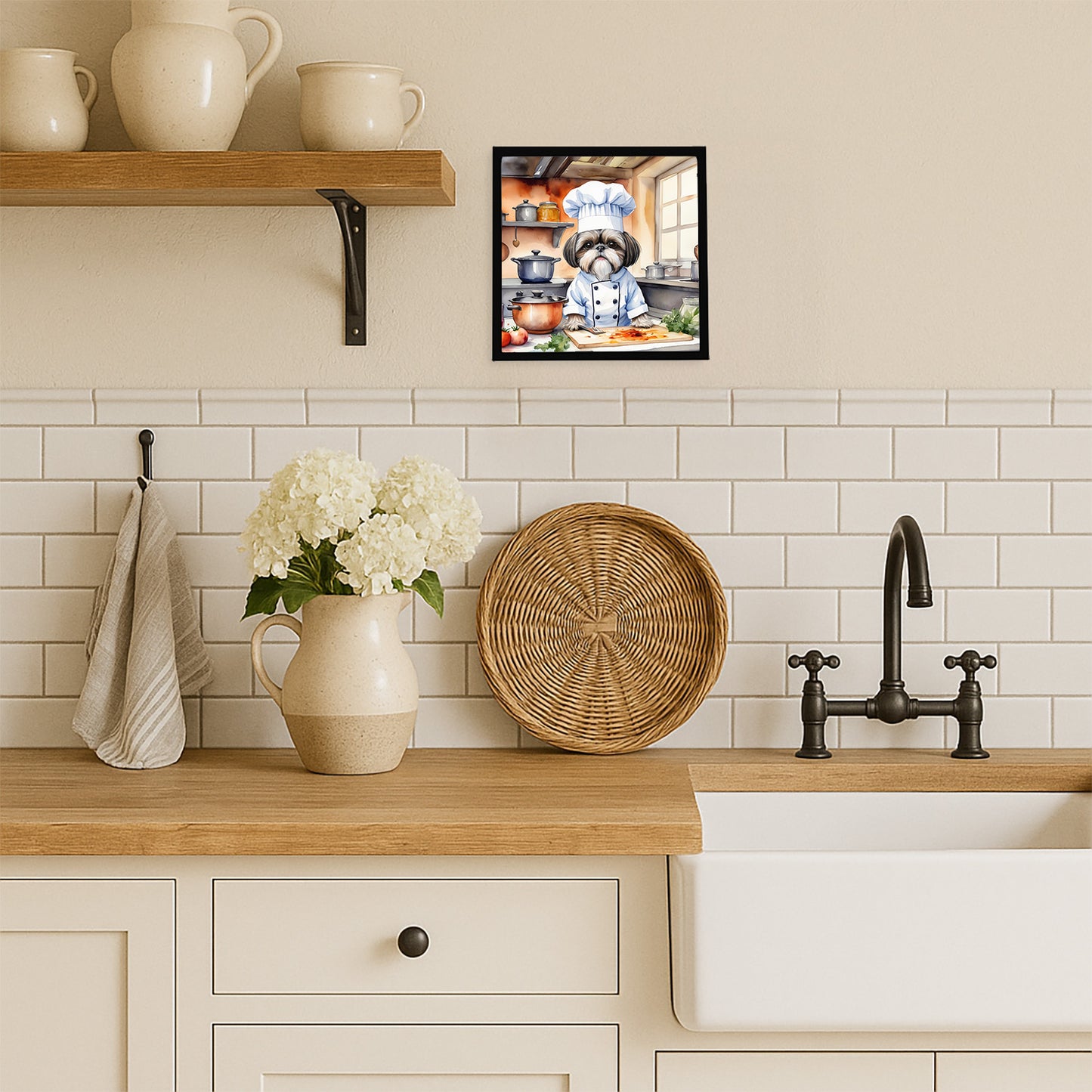 Shih Tzu The Chef Framed Metal Print