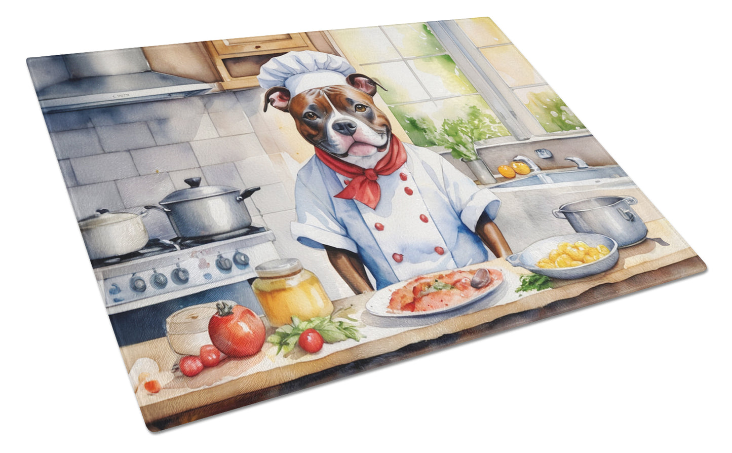 Buy this Staffordshire Bull Terrier The Chef Glass Cutting Board