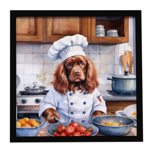 Buy this Sussex Spaniel The Chef Framed Metal Print