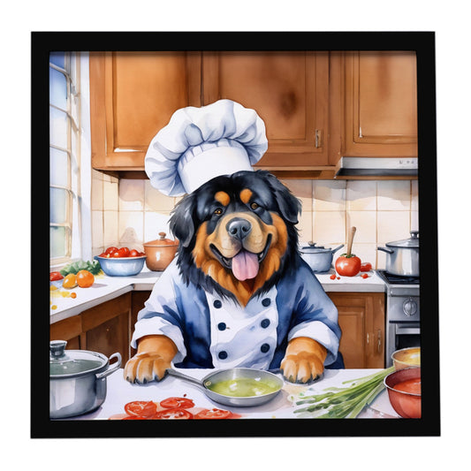 Buy this Tibetan Mastiff The Chef Framed Metal Print