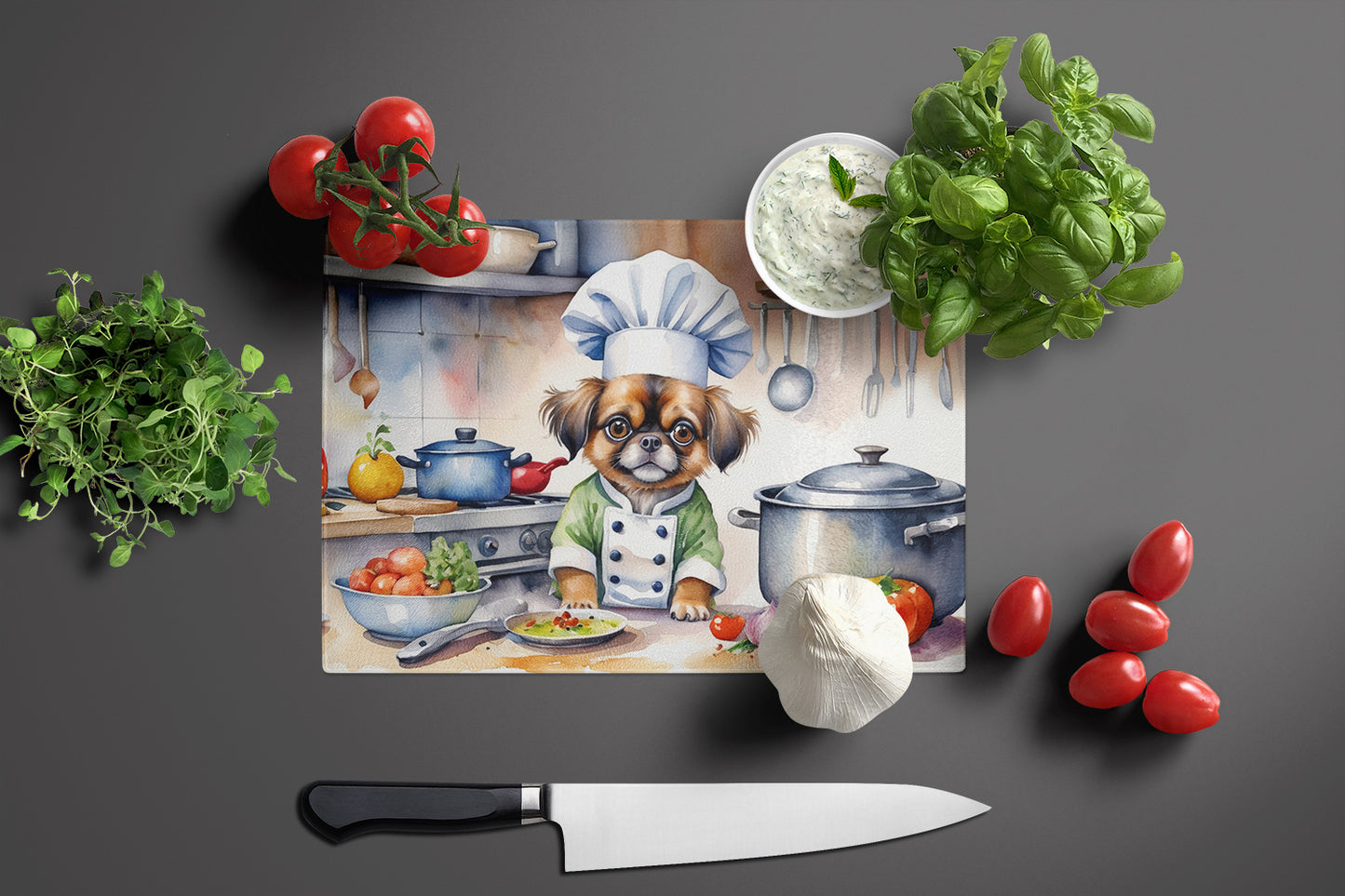 Tibetan Spaniel The Chef Glass Cutting Board