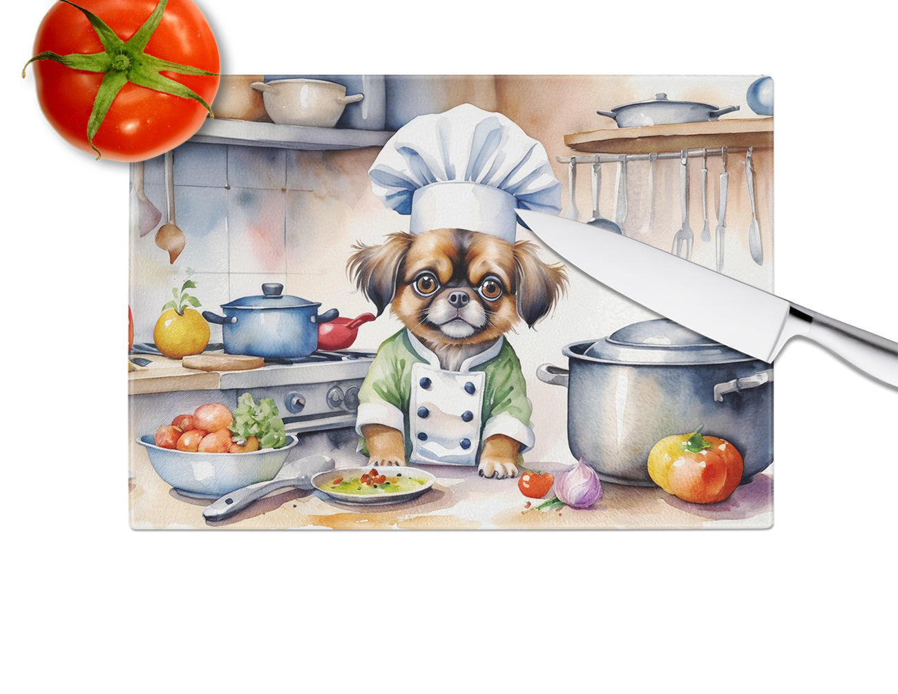 Tibetan Spaniel The Chef Glass Cutting Board