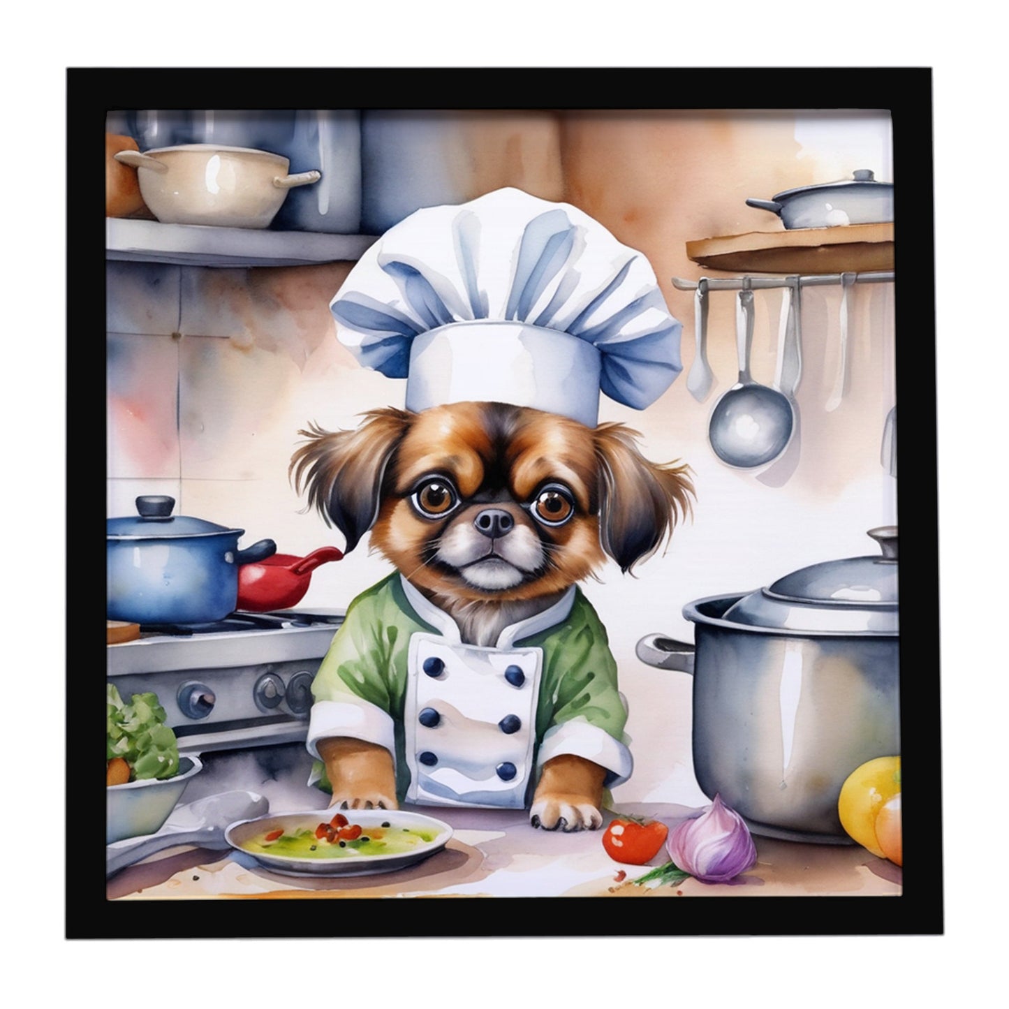 Buy this Tibetan Spaniel The Chef Framed Metal Print